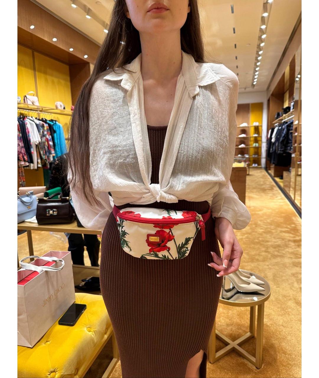 DOLCE&GABBANA Белая нейлоновая поясная сумка, фото 2