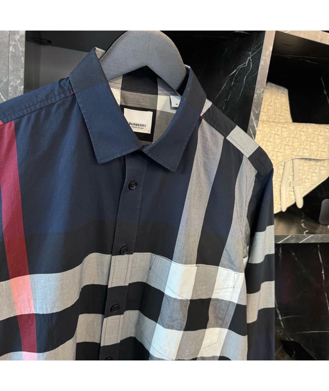 BURBERRY Синяя хлопковая кэжуал рубашка, фото 3