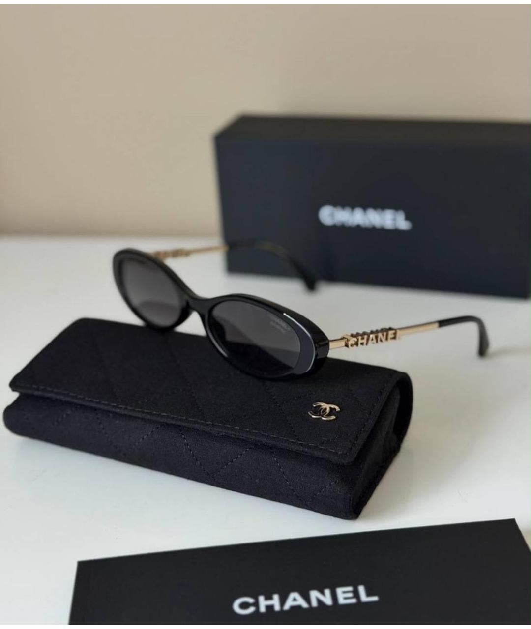 CHANEL Черные пластиковые солнцезащитные очки, фото 2