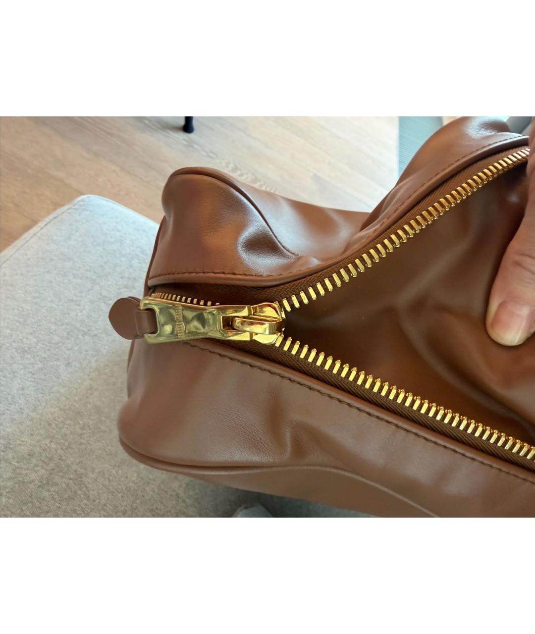 MIU MIU Коричневая кожаная сумка с короткими ручками, фото 8