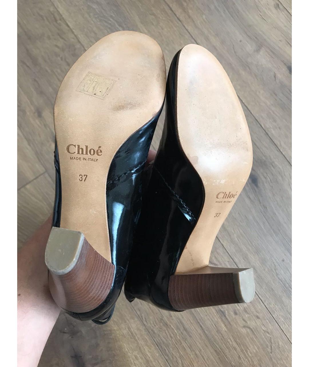 CHLOE Черные полусапоги из лакированной кожи, фото 8