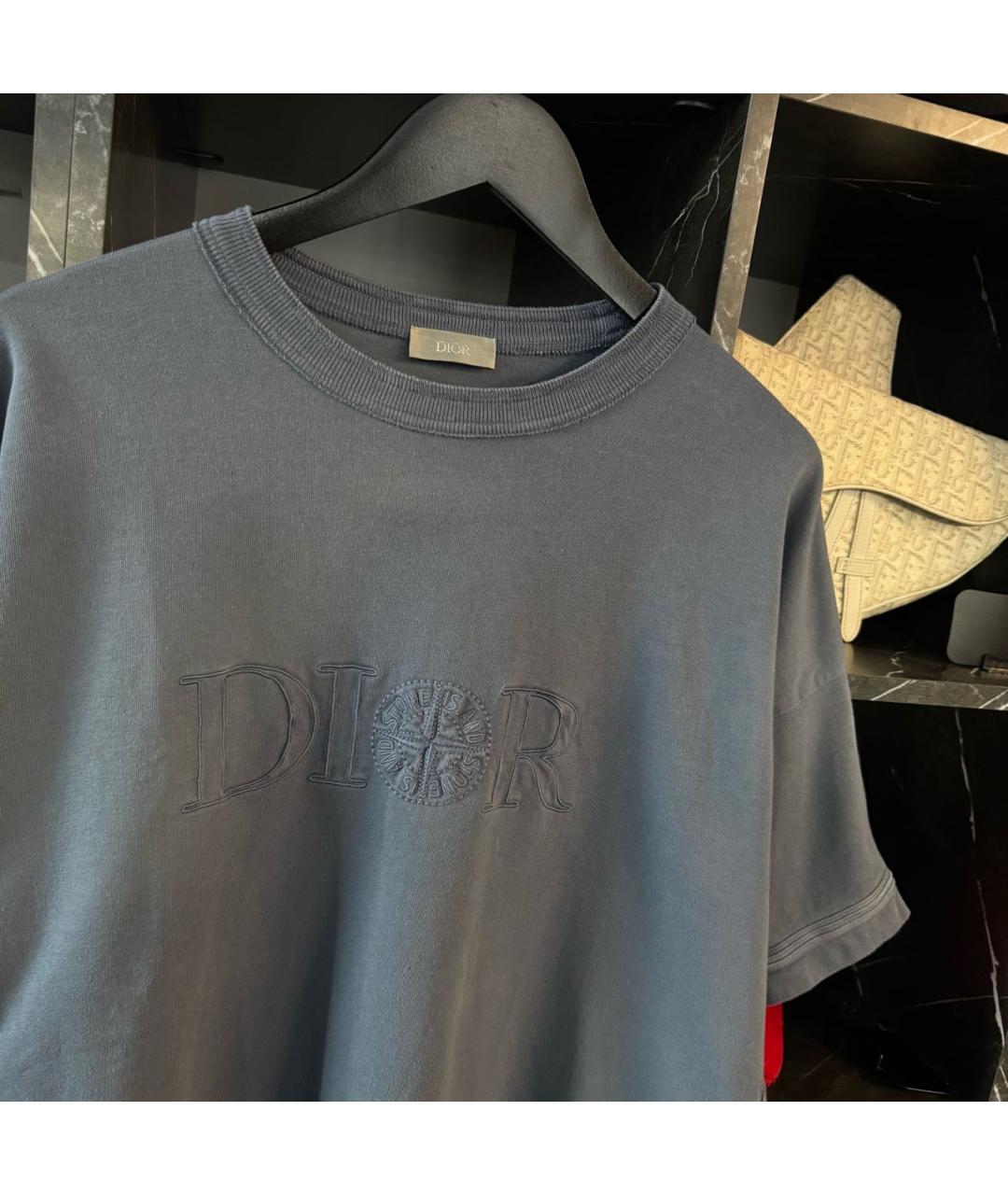 CHRISTIAN DIOR Голубая хлопковая футболка, фото 3