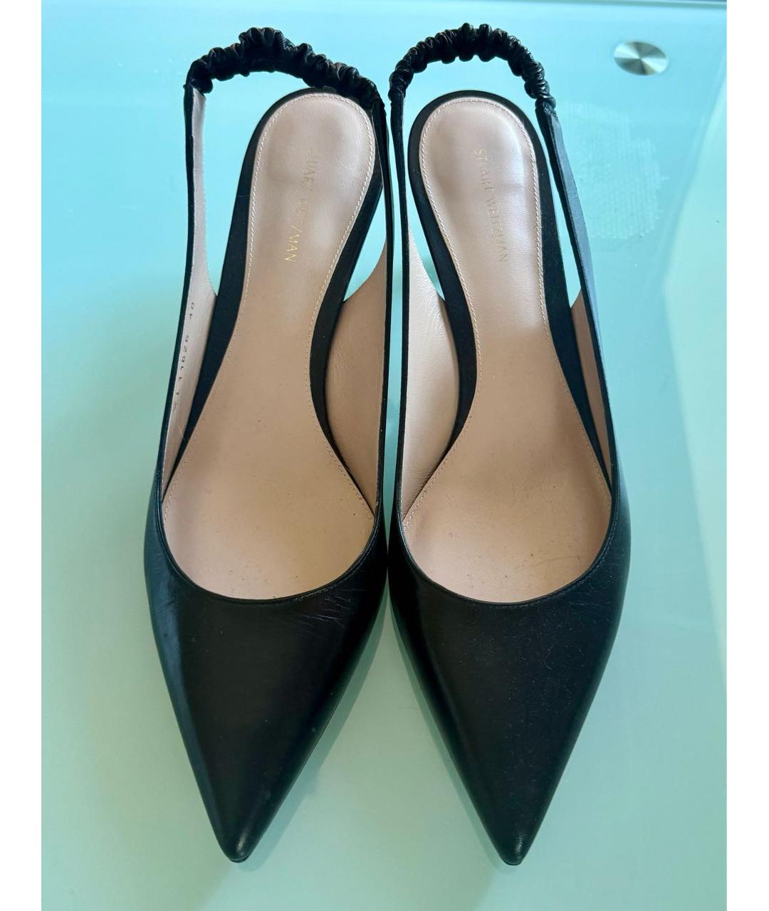 STUART WEITZMAN Черные кожаные босоножки, фото 2