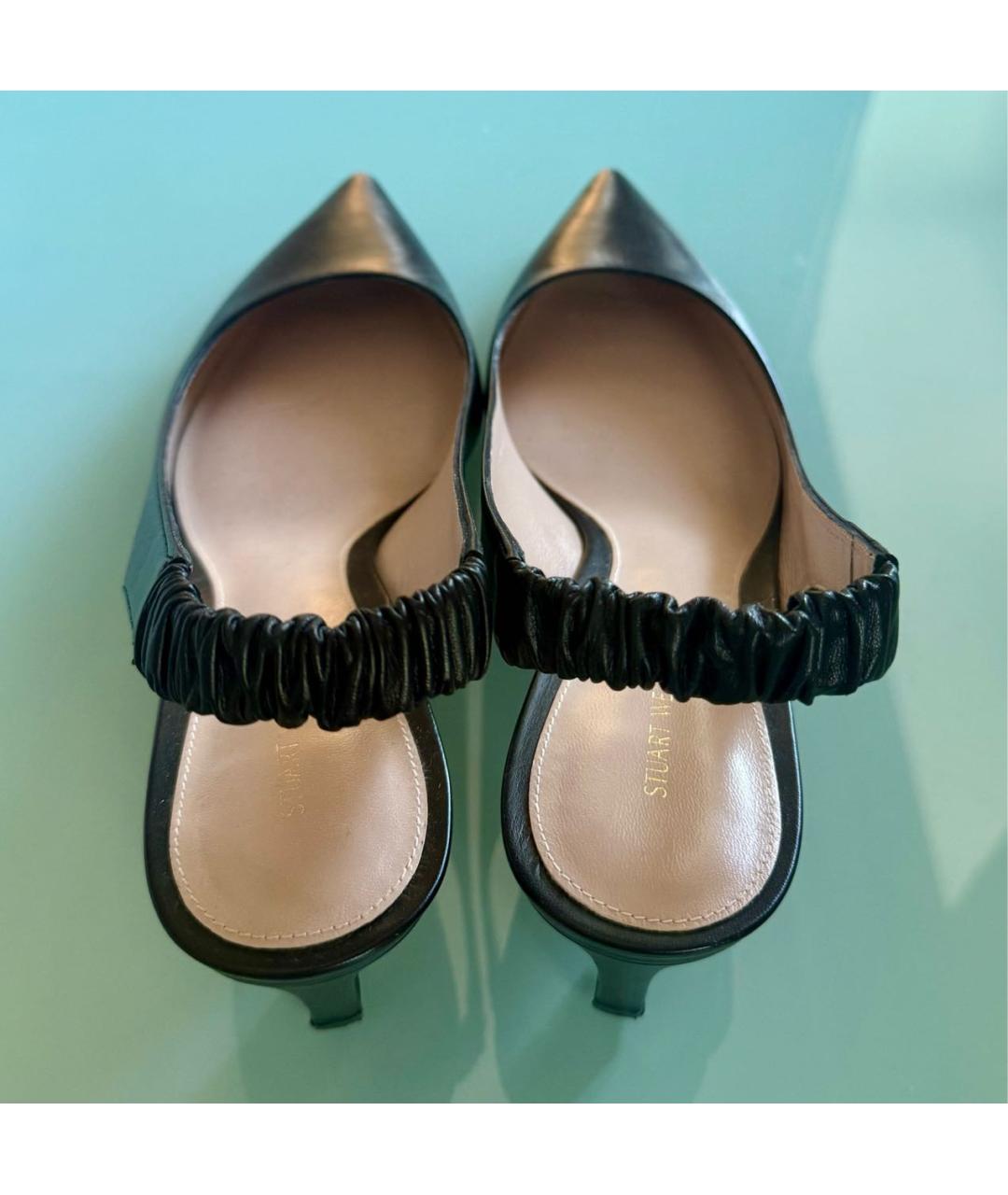 STUART WEITZMAN Черные кожаные босоножки, фото 3