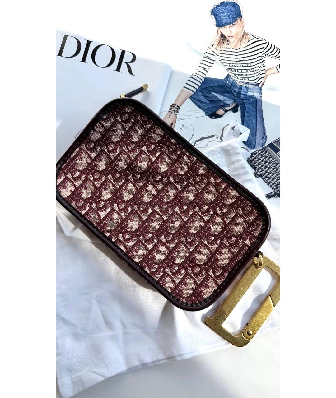 CHRISTIAN DIOR Бордовая жаккардовая сумка с короткими ручками, фото 7