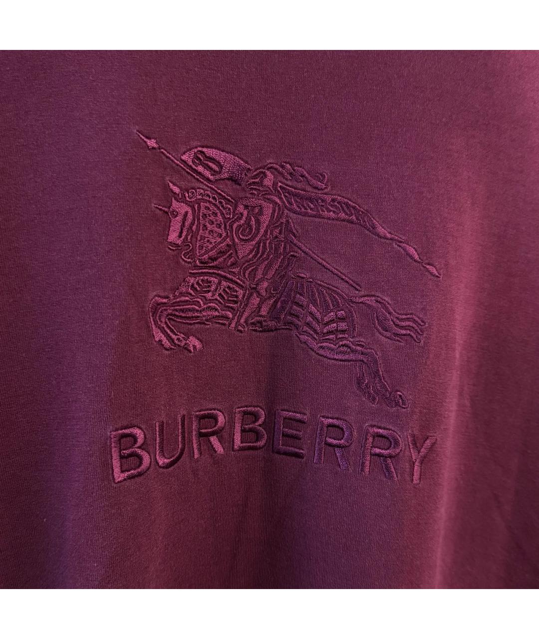 BURBERRY Бордовая хлопковая футболка, фото 4
