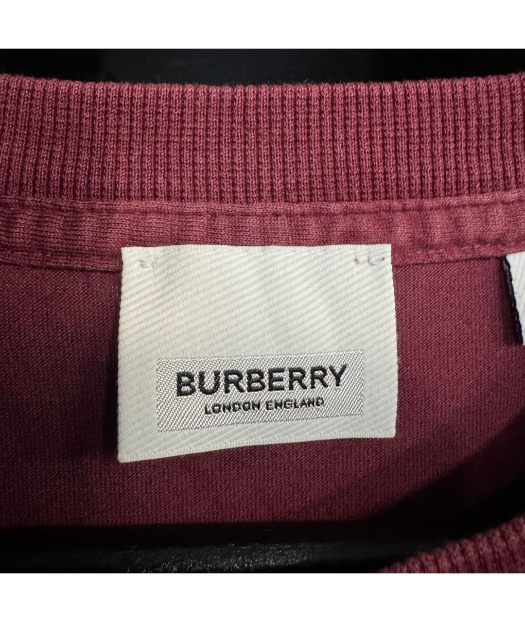 BURBERRY Бордовая хлопковая футболка, фото 5