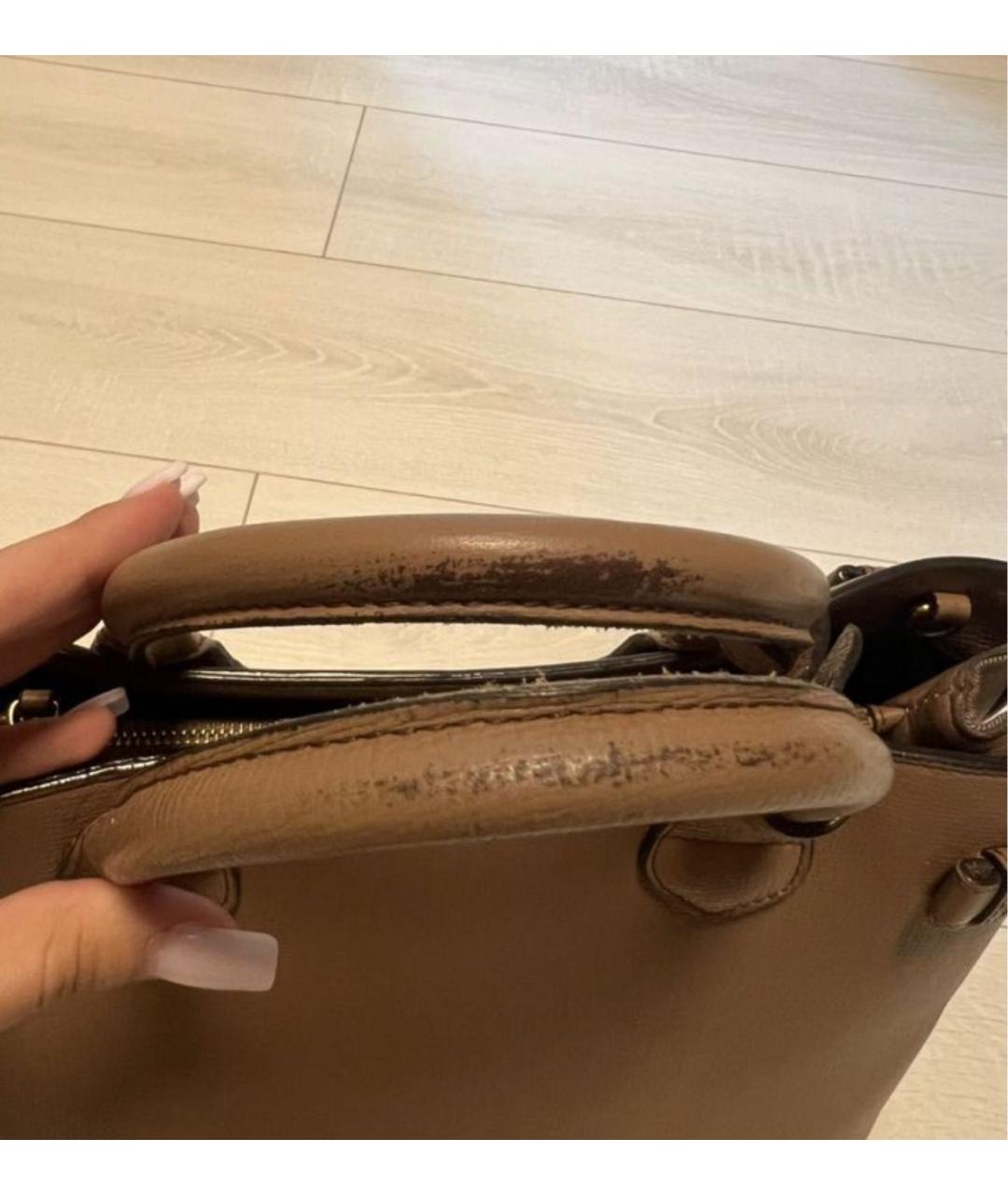 BURBERRY Коричневая кожаная сумка тоут, фото 5