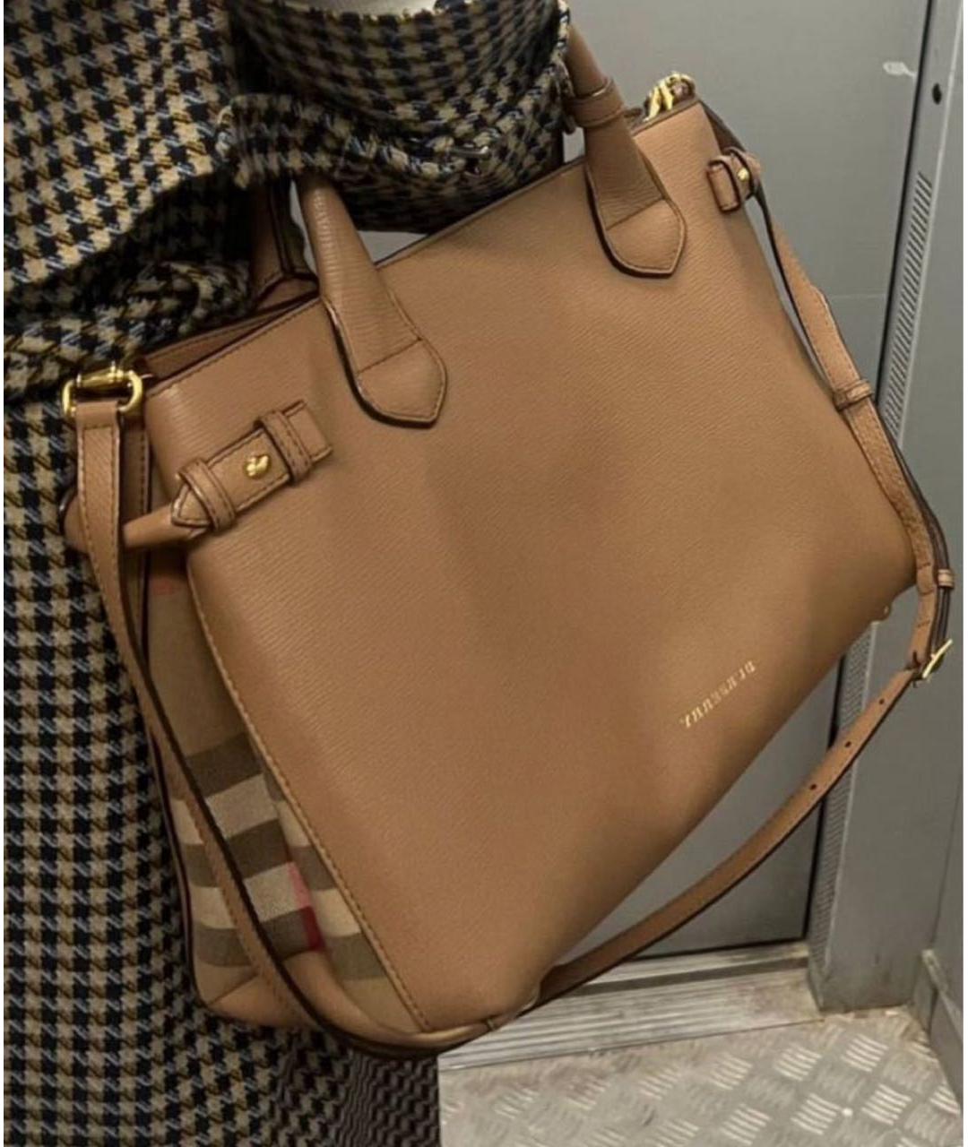 BURBERRY Коричневая кожаная сумка тоут, фото 3