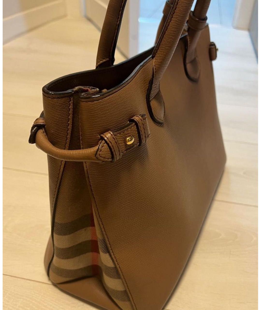BURBERRY Коричневая кожаная сумка тоут, фото 4
