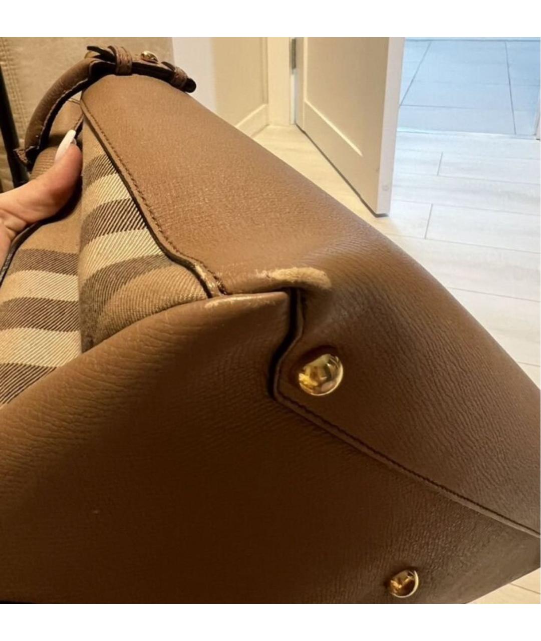 BURBERRY Коричневая кожаная сумка тоут, фото 6
