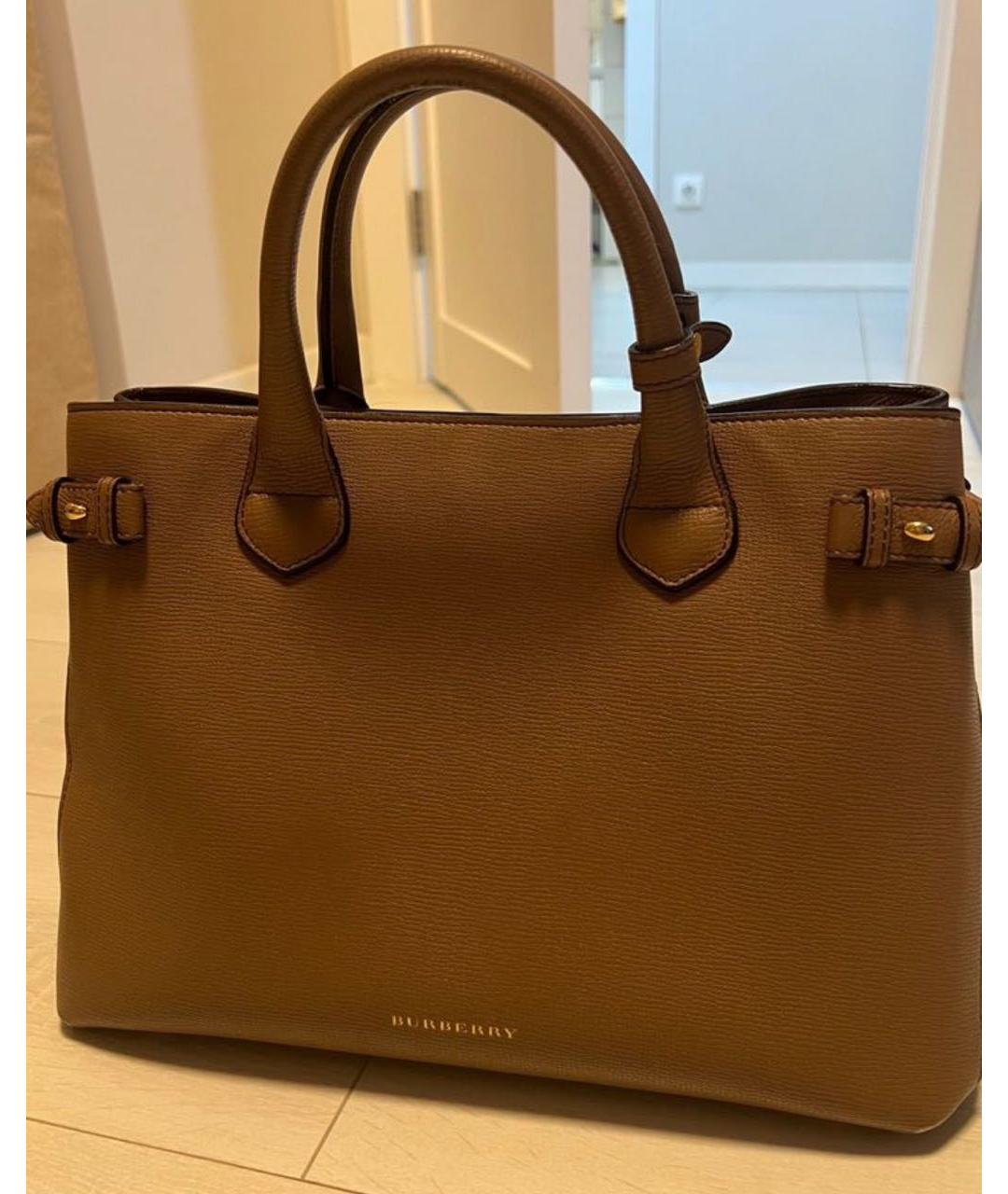BURBERRY Коричневая кожаная сумка тоут, фото 7