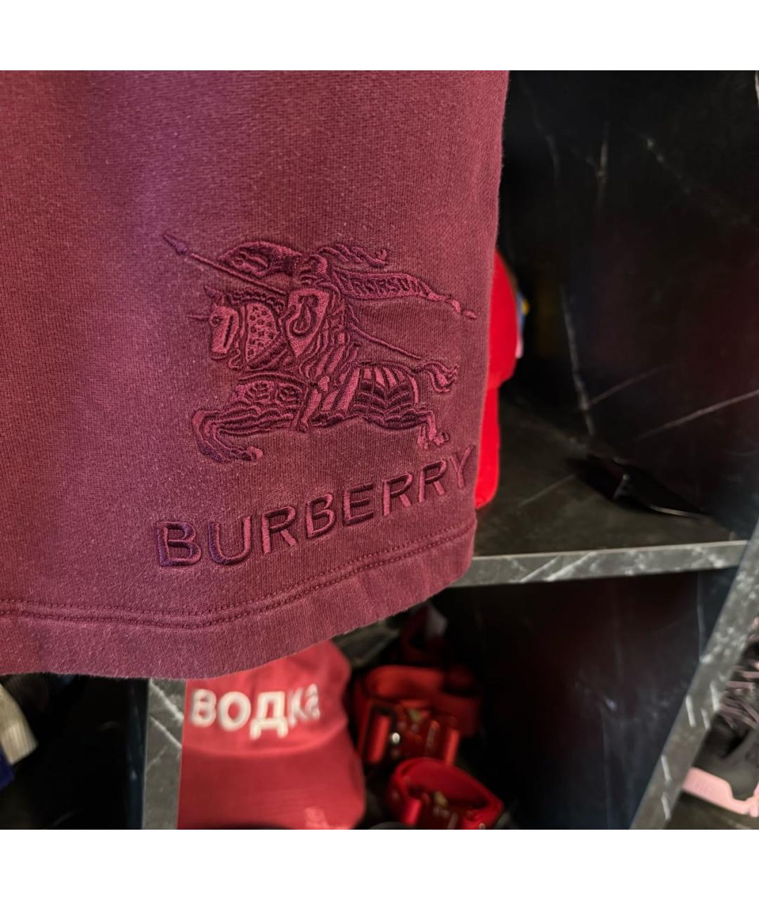 BURBERRY Бордовые хлопковые шорты, фото 4
