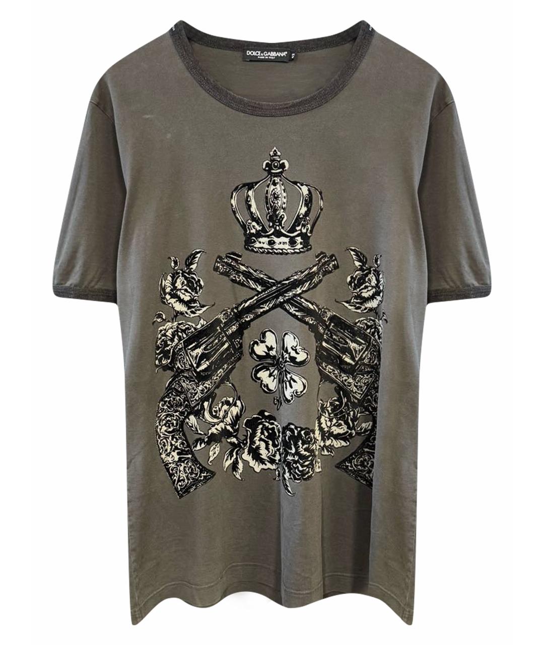 DOLCE&GABBANA Серая хлопковая футболка, фото 1