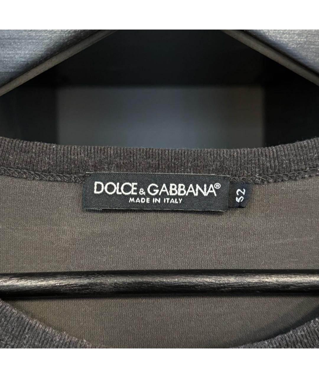 DOLCE&GABBANA Серая хлопковая футболка, фото 5