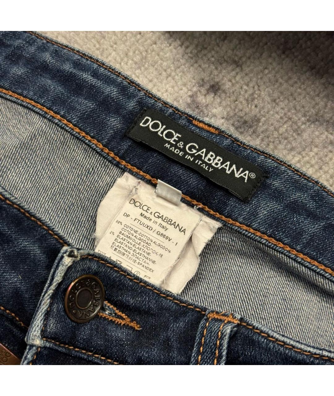 DOLCE&GABBANA Темно-синие хлопко-эластановые джинсы слим, фото 6