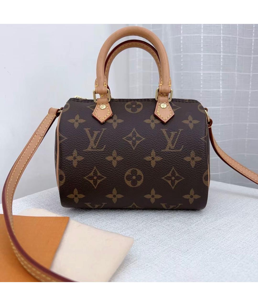 LOUIS VUITTON Коричневая кожаная сумка через плечо, фото 9