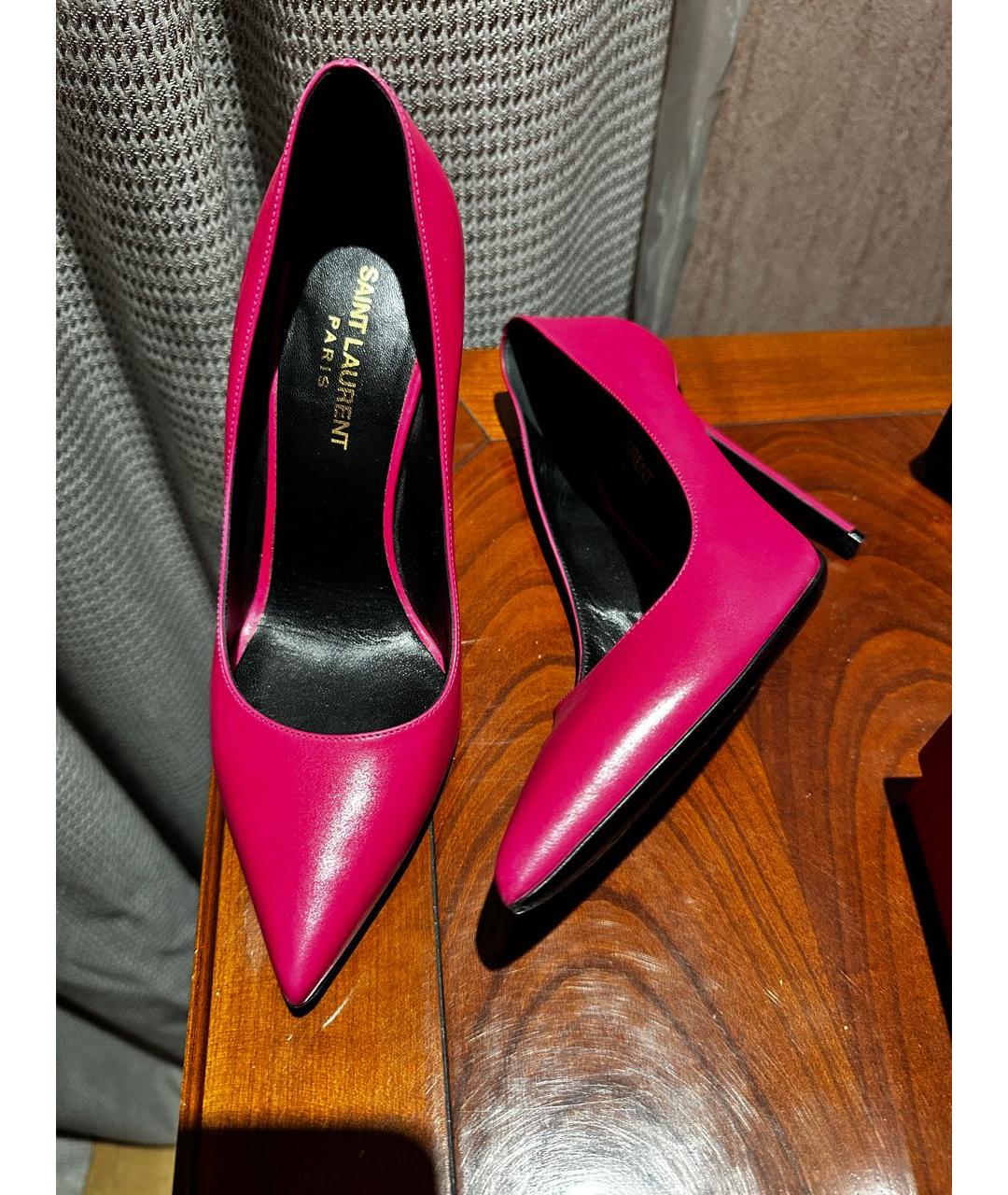 SAINT LAURENT Розовые кожаные туфли, фото 3
