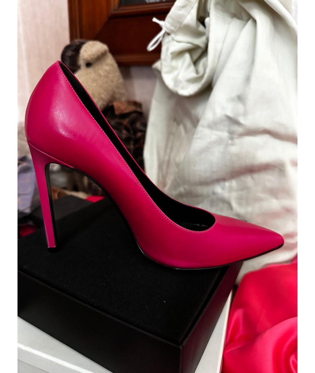 SAINT LAURENT Розовые кожаные туфли, фото 5
