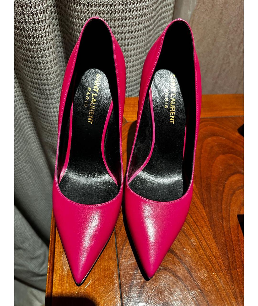 SAINT LAURENT Розовые кожаные туфли, фото 4