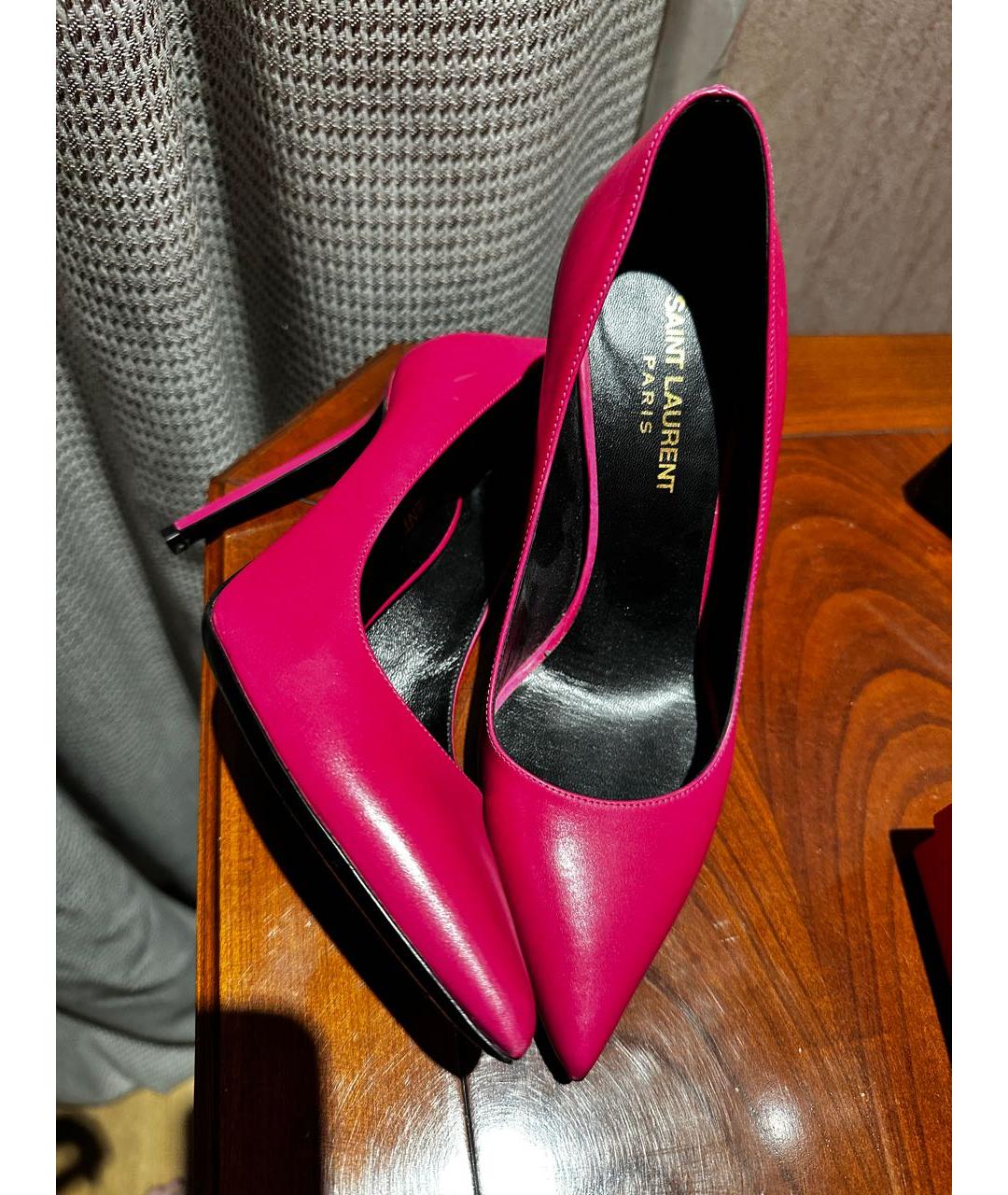 SAINT LAURENT Розовые кожаные туфли, фото 2