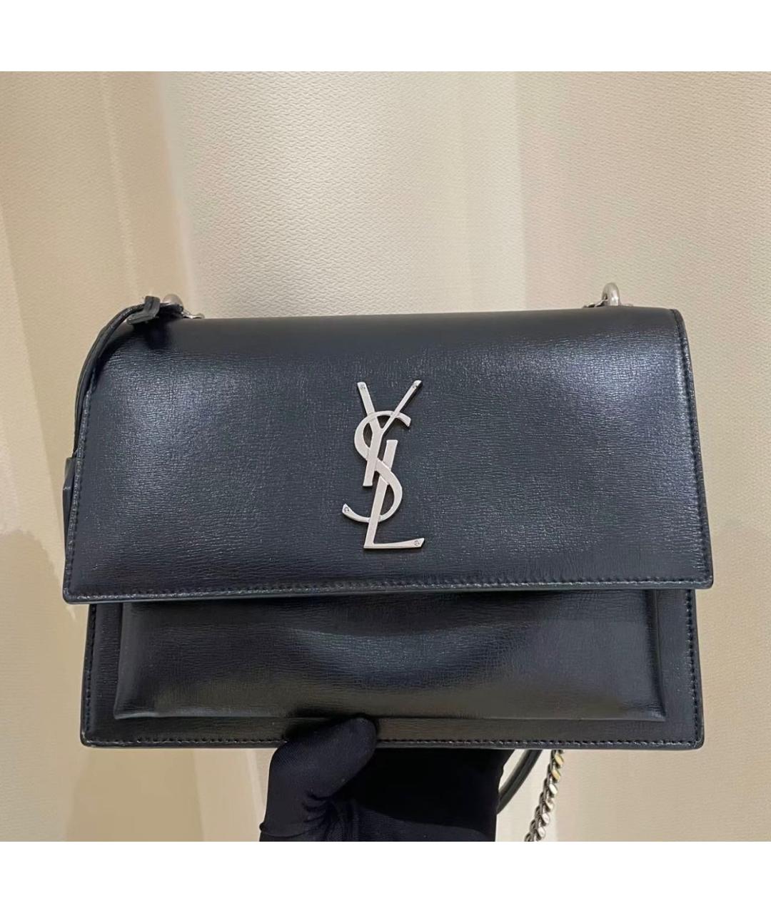 SAINT LAURENT Черная кожаная сумка через плечо, фото 9