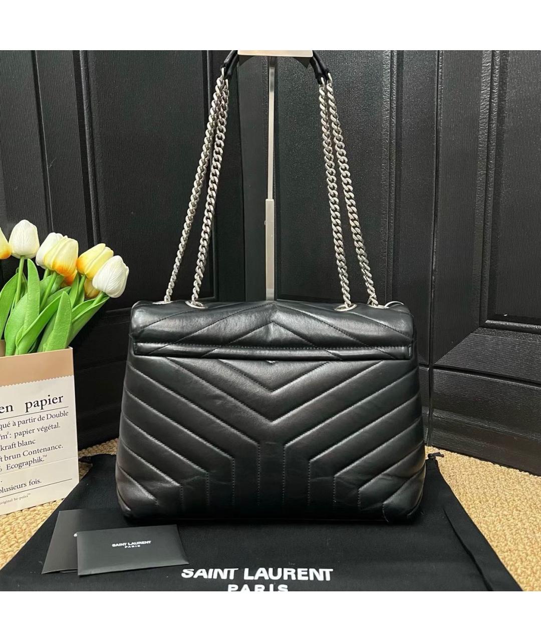 SAINT LAURENT Черная кожаная сумка через плечо, фото 2