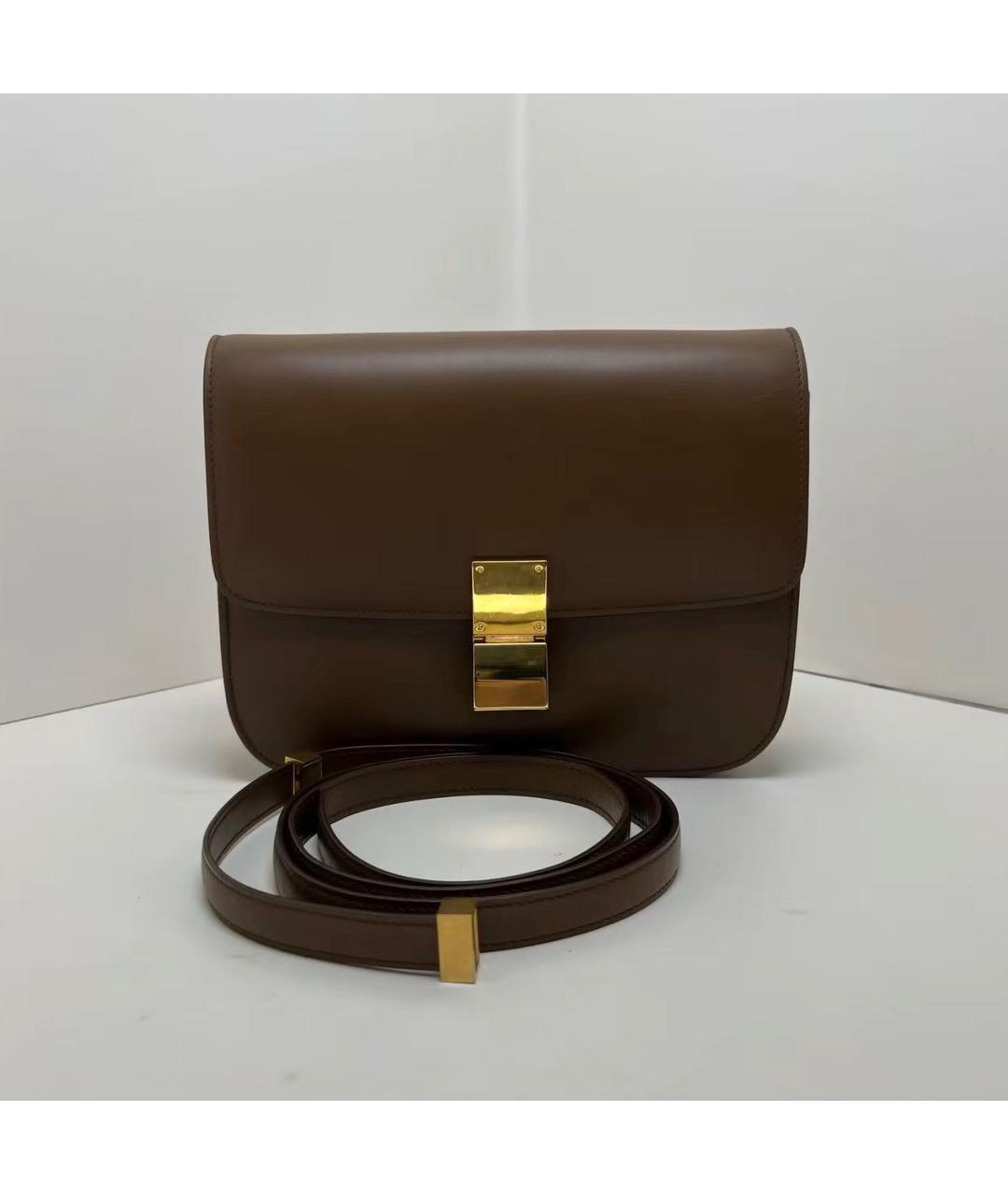 CELINE Коричневая кожаная сумка через плечо, фото 2