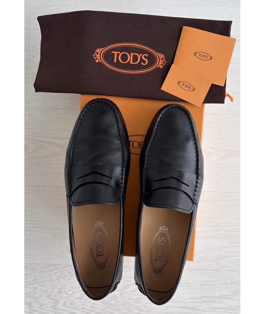 TOD'S Черные кожаные мокасины, фото 3