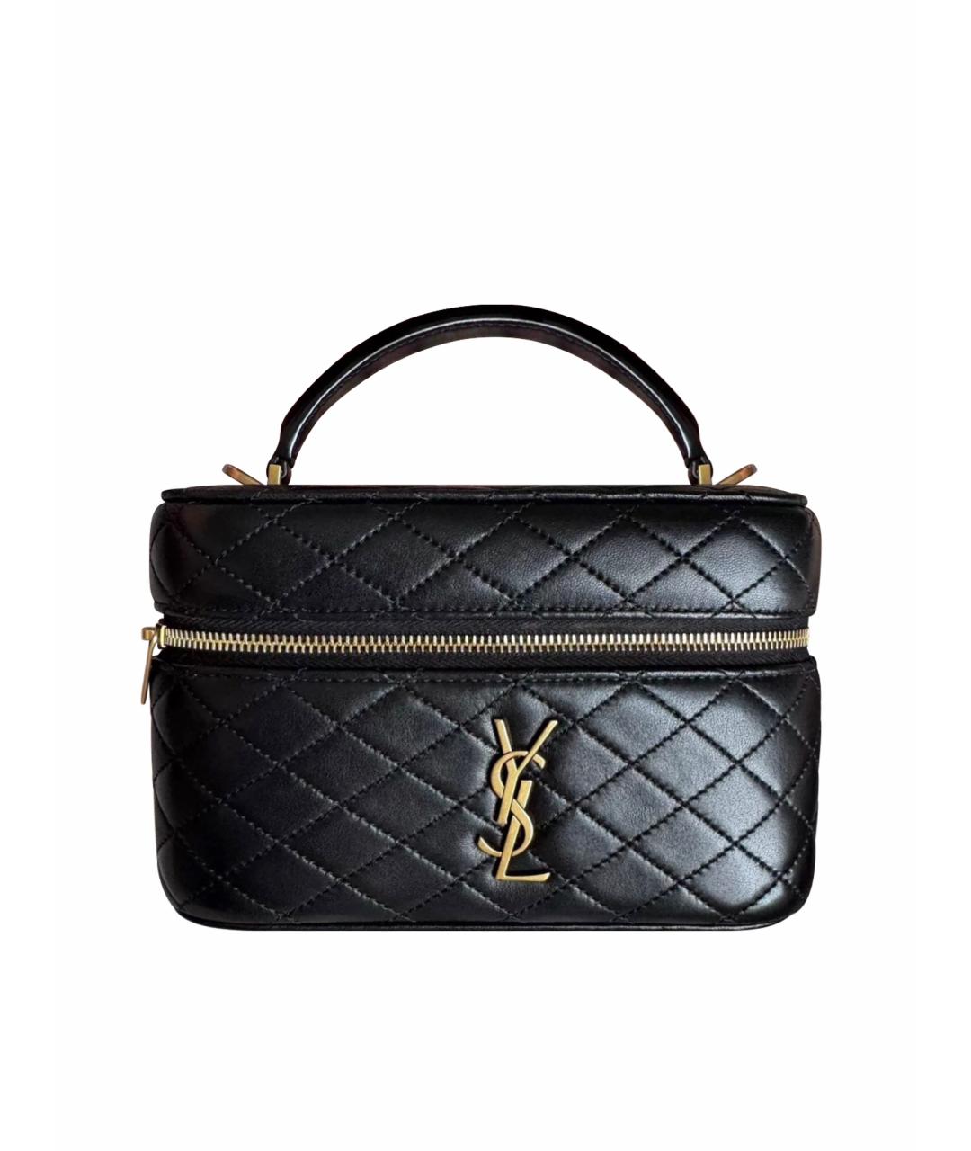 SAINT LAURENT Черная кожаная сумка с короткими ручками, фото 1