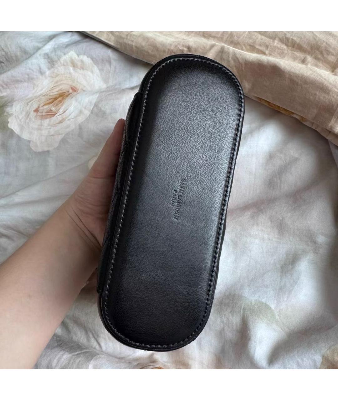 SAINT LAURENT Черная кожаная сумка с короткими ручками, фото 6