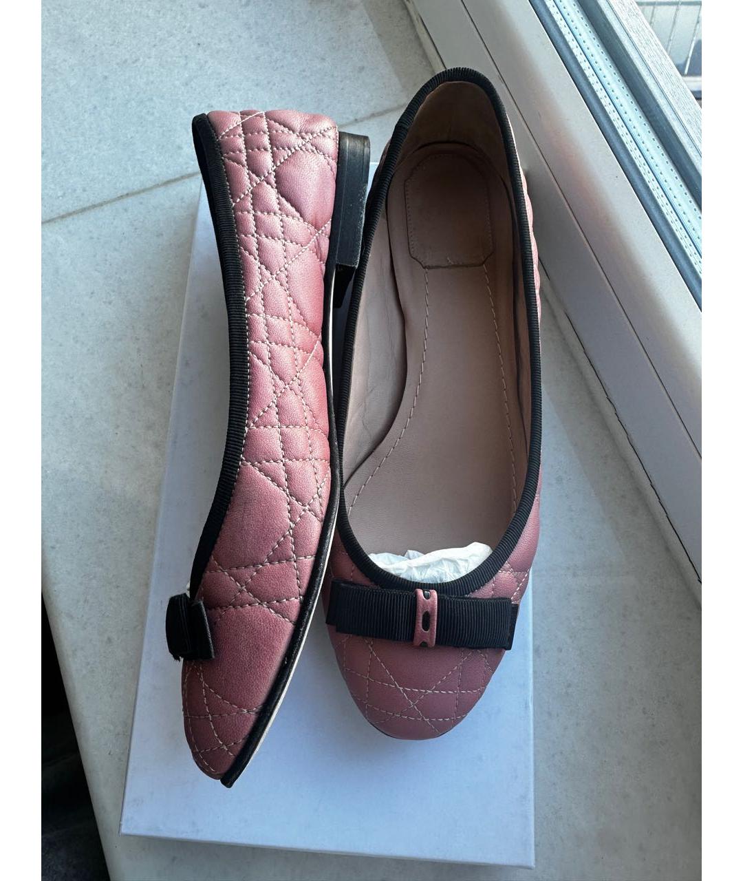 CHRISTIAN DIOR Розовые кожаные балетки, фото 6