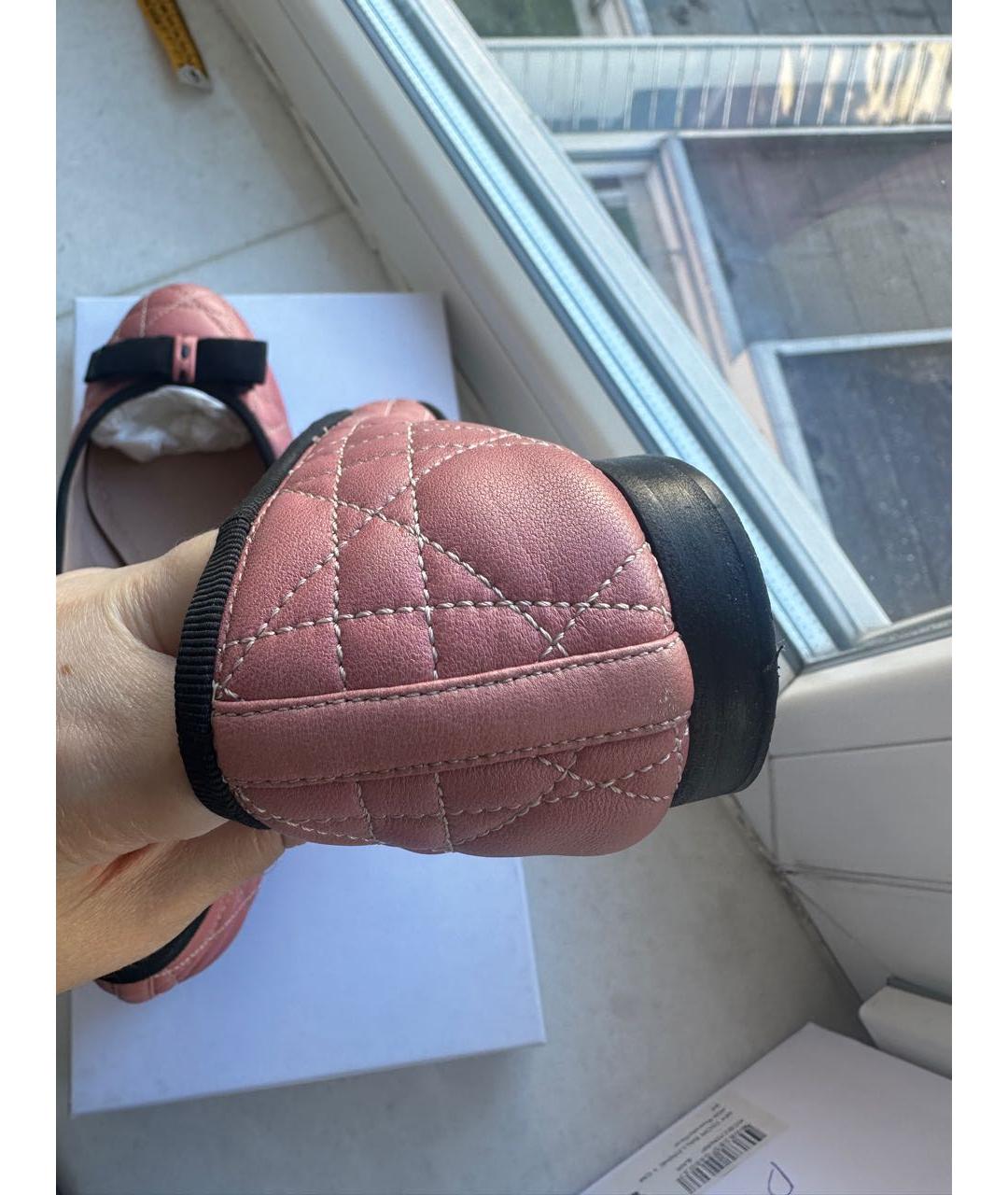 CHRISTIAN DIOR Розовые кожаные балетки, фото 3