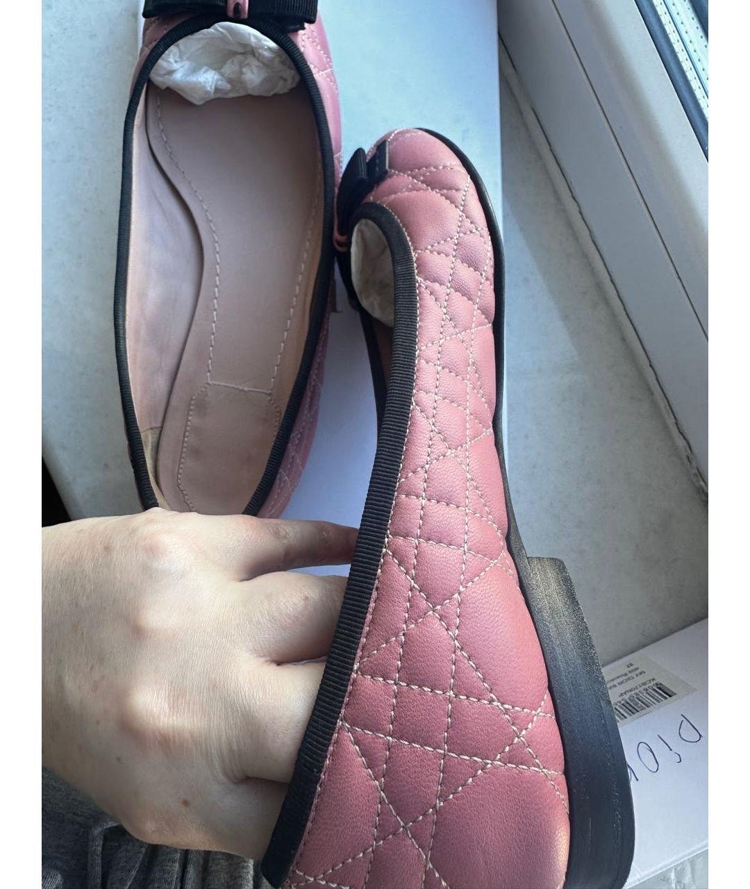 CHRISTIAN DIOR Розовые кожаные балетки, фото 4