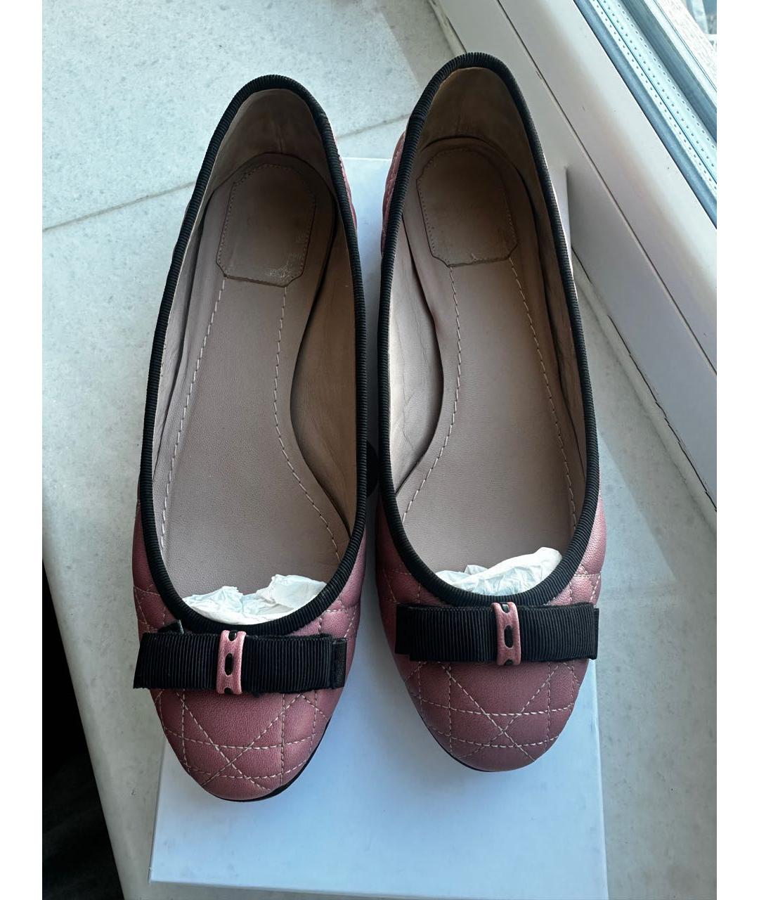 CHRISTIAN DIOR Розовые кожаные балетки, фото 2