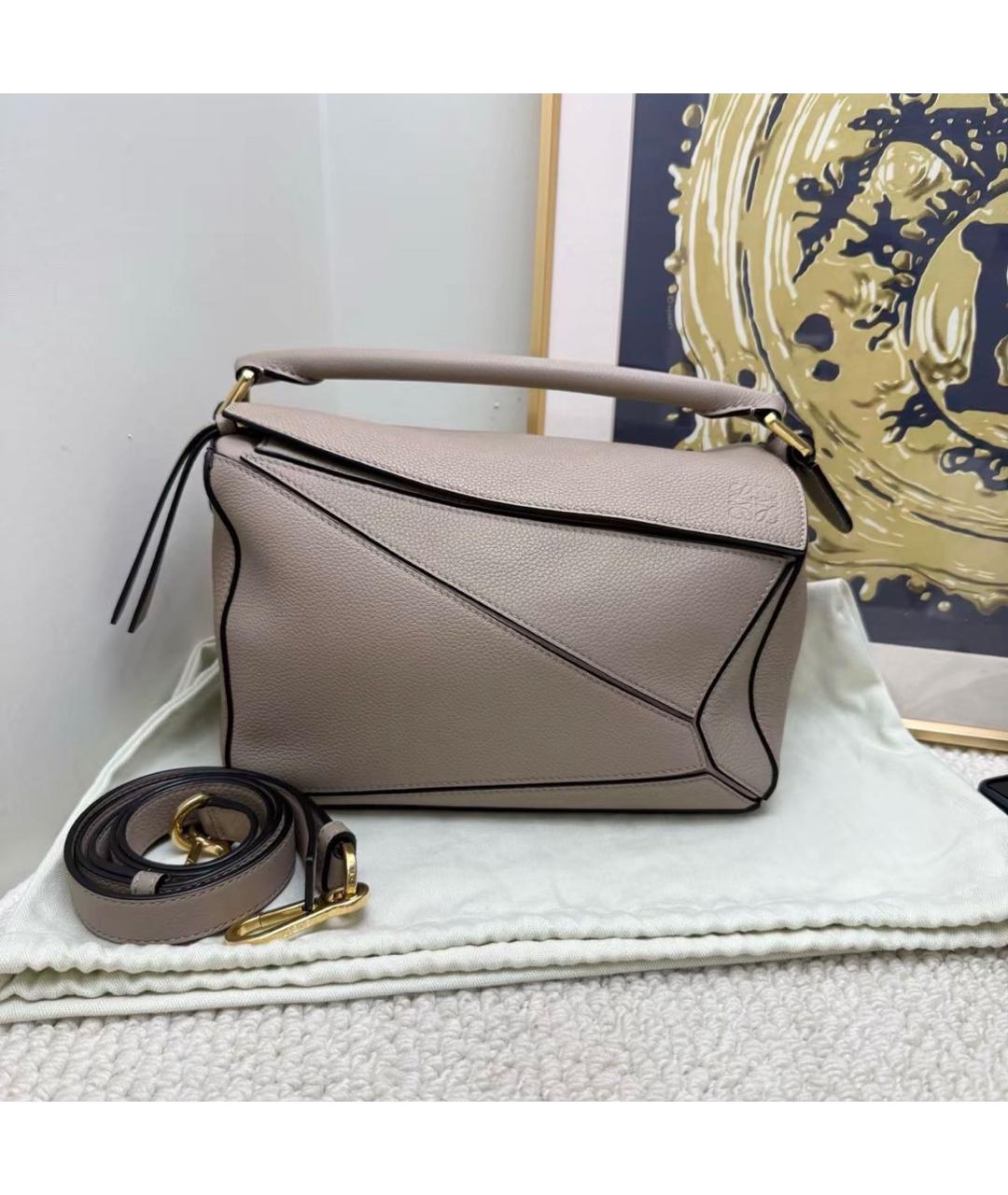 LOEWE Бежевая кожаная сумка тоут, фото 8