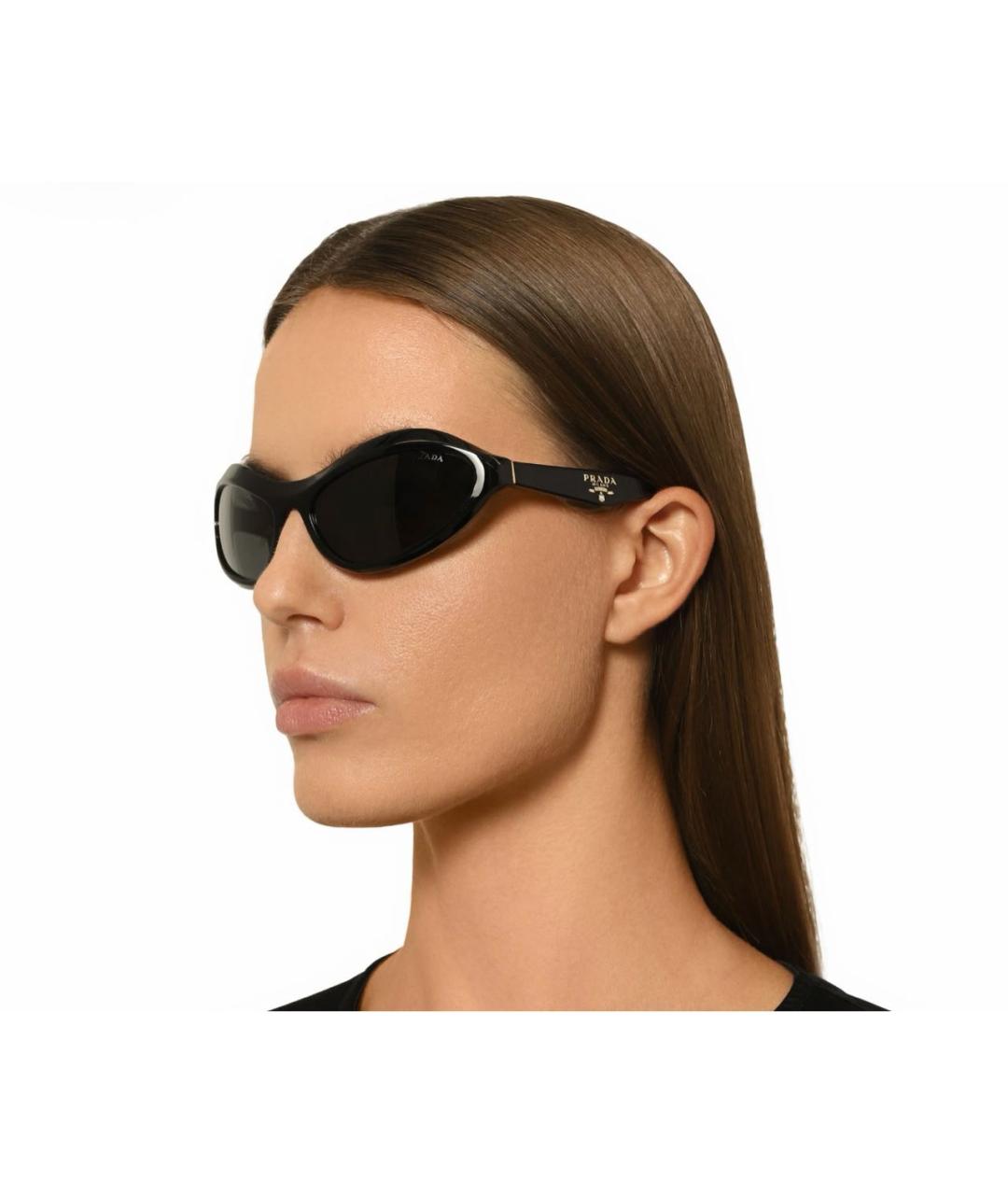 PRADA Черные пластиковые солнцезащитные очки, фото 3