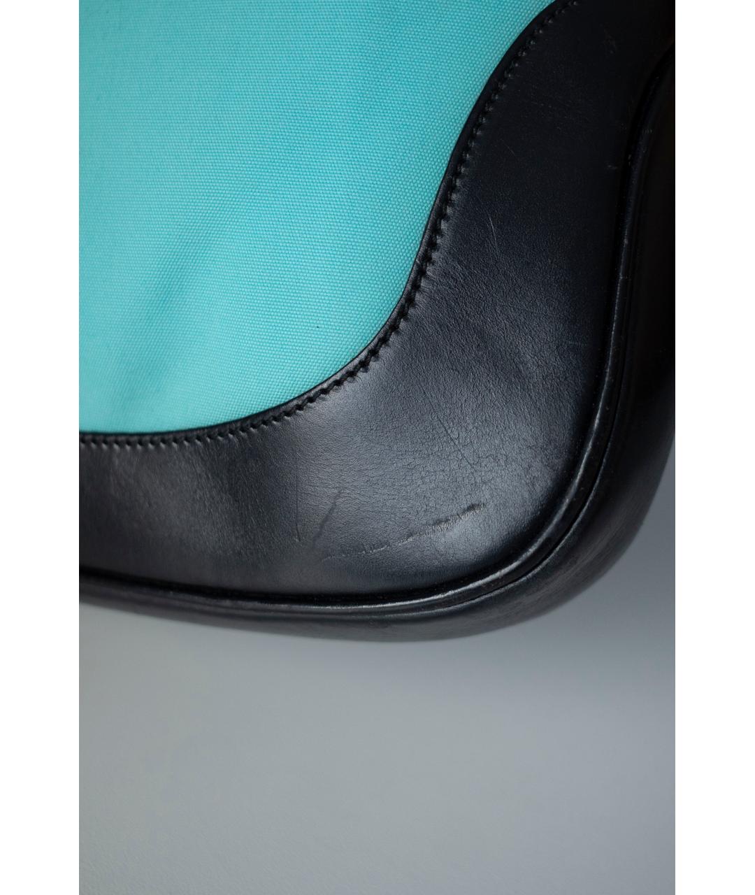 GUCCI Голубая кожаная сумка с короткими ручками, фото 5