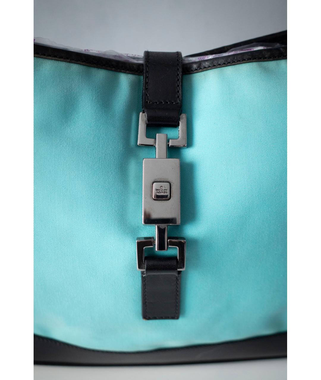 GUCCI Голубая кожаная сумка с короткими ручками, фото 4