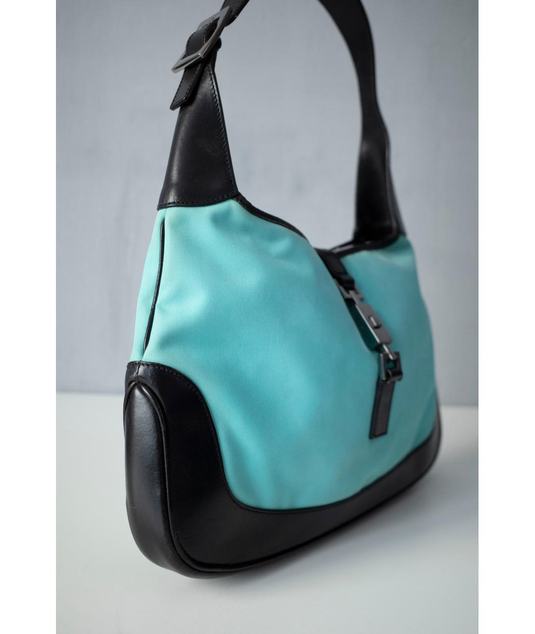 GUCCI Голубая кожаная сумка с короткими ручками, фото 3