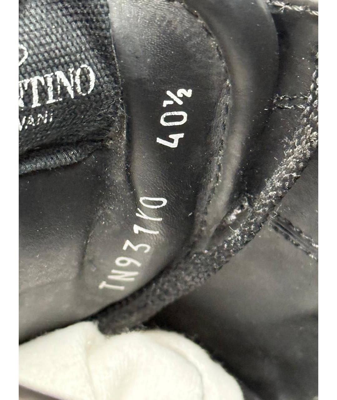 VALENTINO Черные кожаные низкие кроссовки / кеды, фото 6