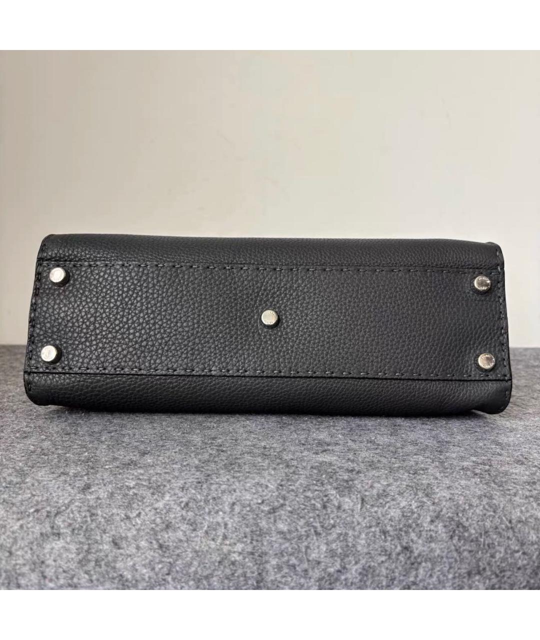 FENDI Черная кожаная сумка тоут, фото 6