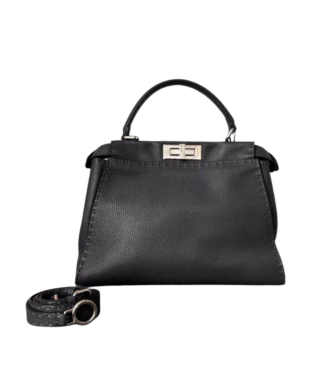 FENDI Черная кожаная сумка тоут, фото 1