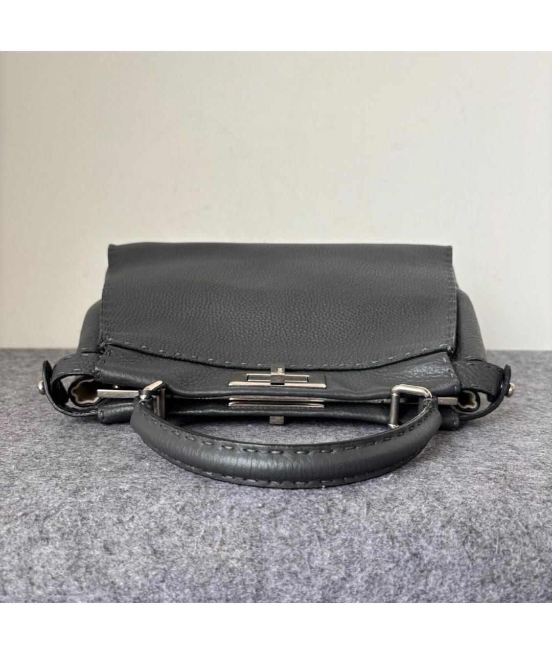 FENDI Черная кожаная сумка тоут, фото 5