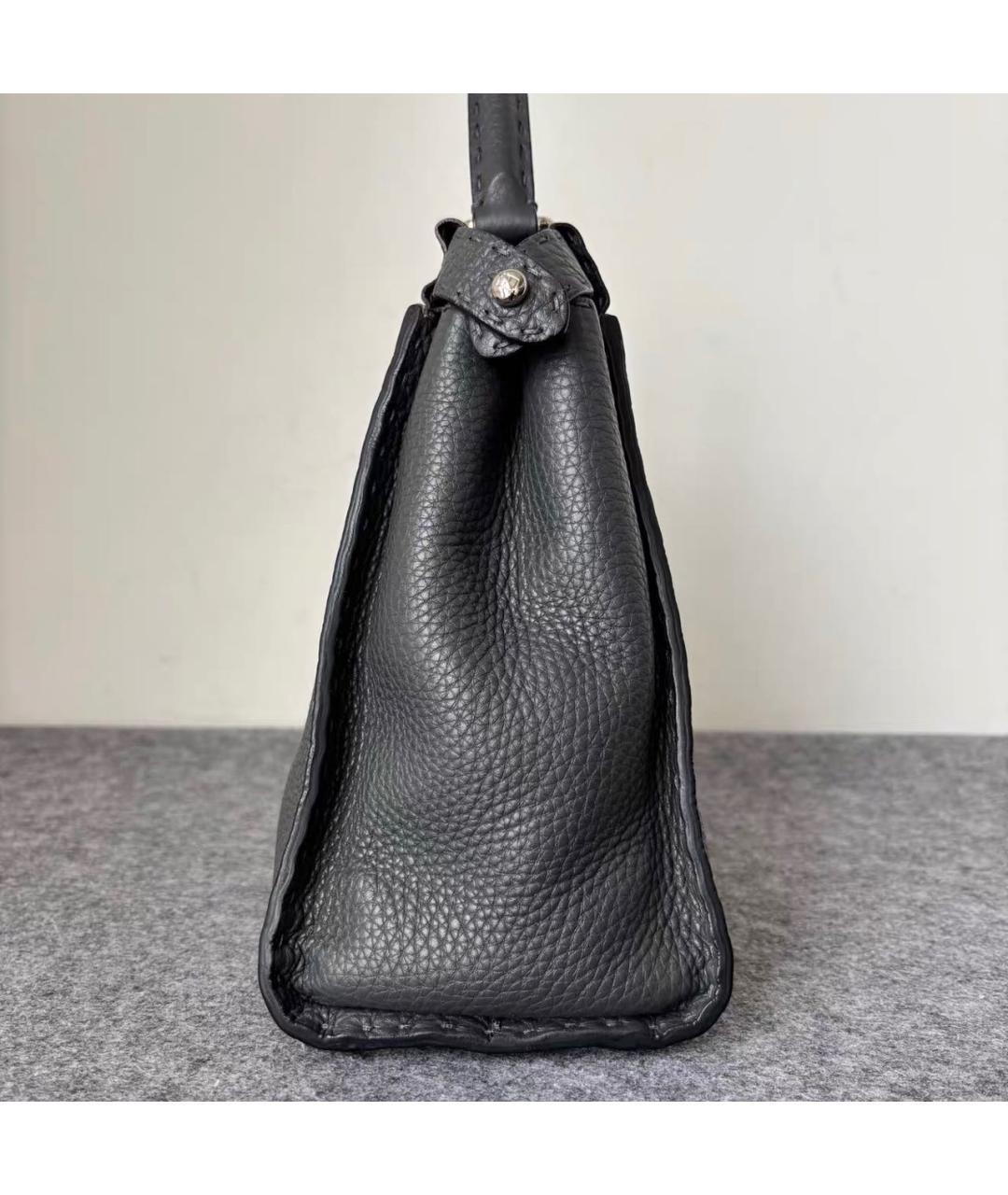FENDI Черная кожаная сумка тоут, фото 3