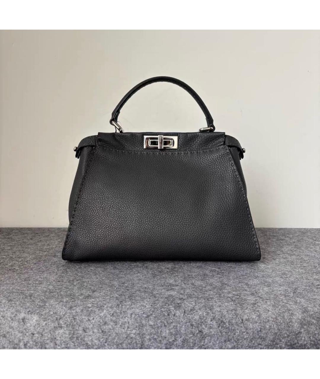 FENDI Черная кожаная сумка тоут, фото 2