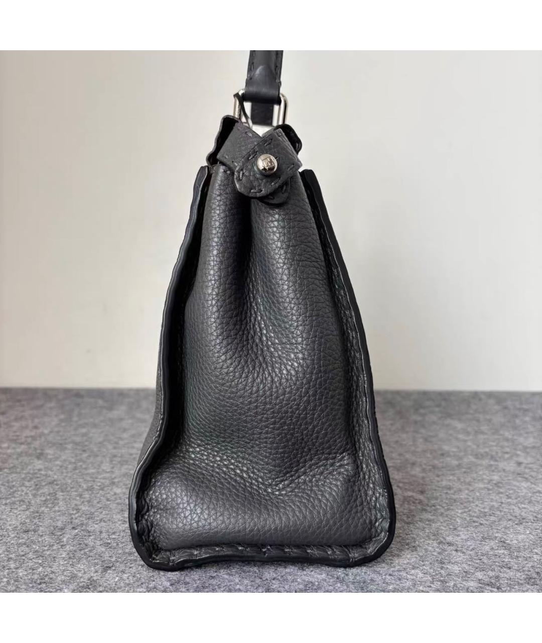 FENDI Черная кожаная сумка тоут, фото 4