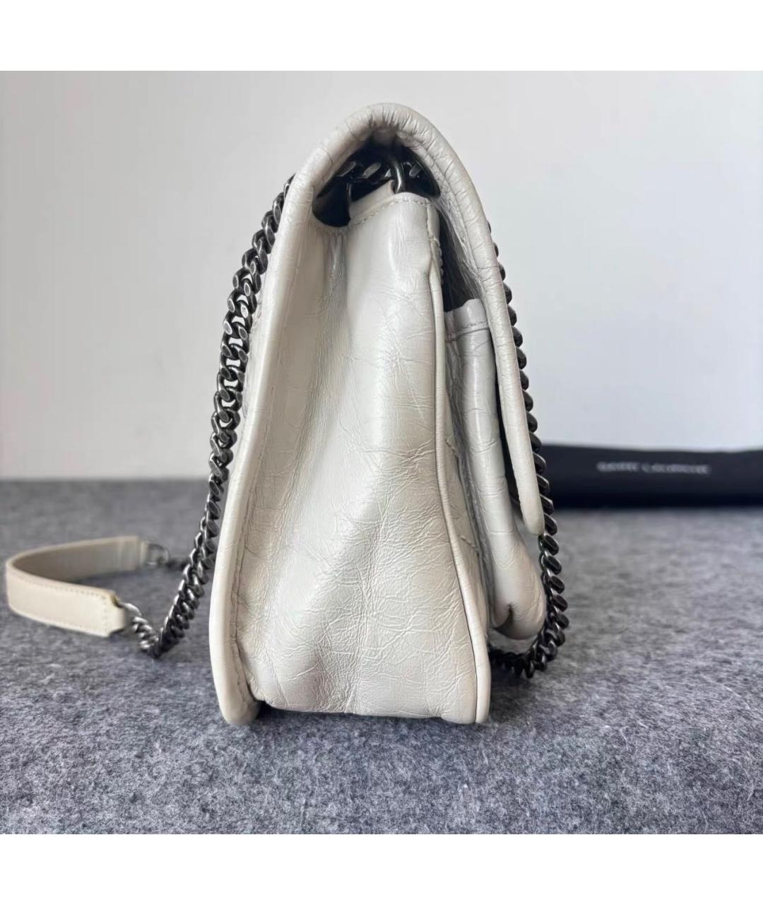SAINT LAURENT Бежевая кожаная сумка через плечо, фото 3