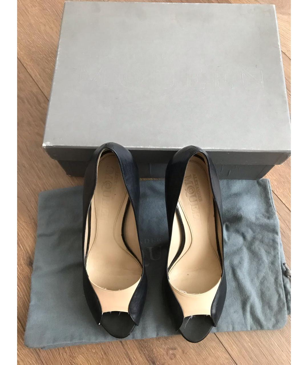 ALEXANDER MCQUEEN Черные кожаные туфли, фото 2