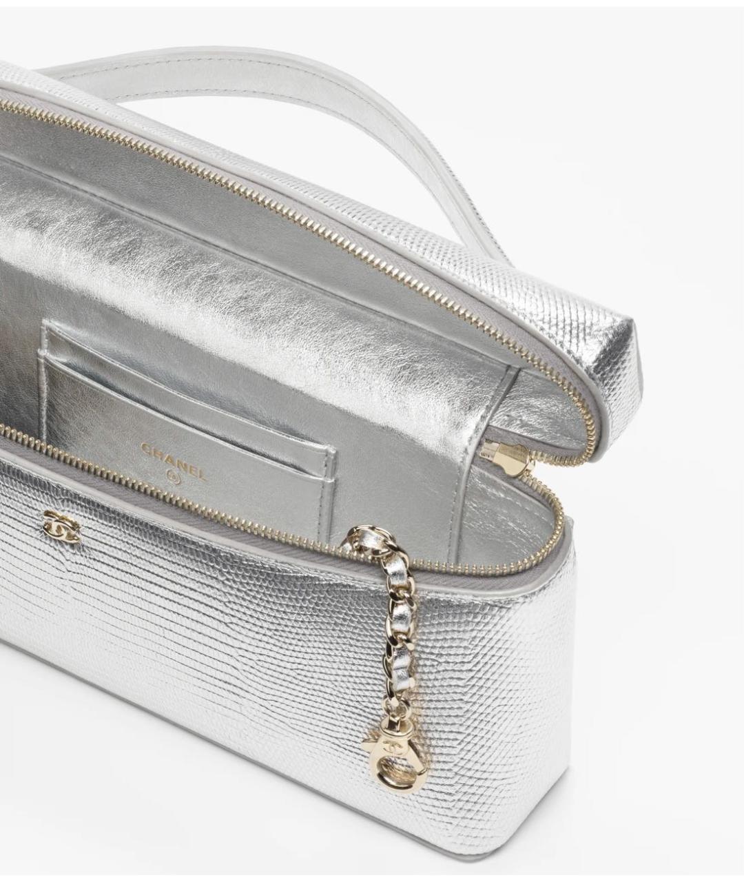 CHANEL Серебряная кожаная сумка через плечо, фото 8